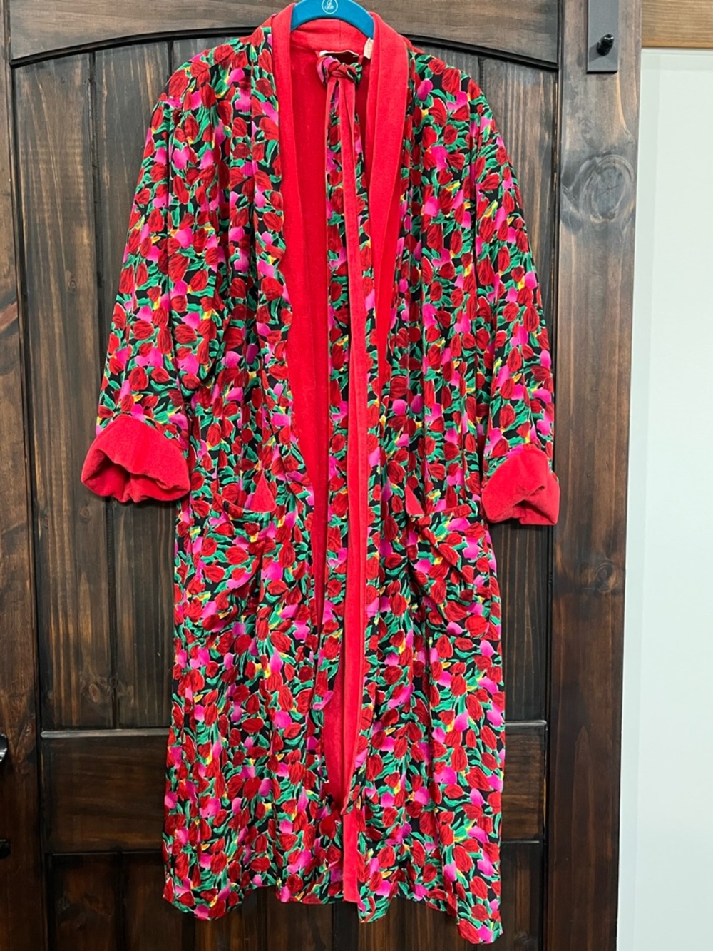 Victoria's Secret vintage sz OS short Robe Nightshirt Red Floral